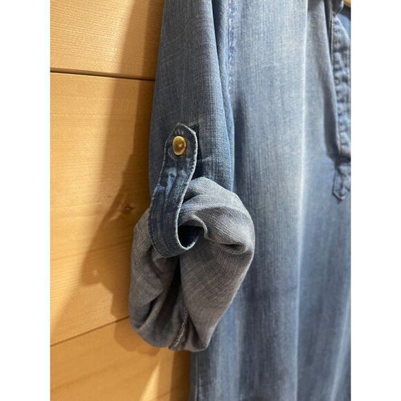 Cloth & Stone Anthropologie Chambray V Neck Shirt Dress S - Picture 4 of 8